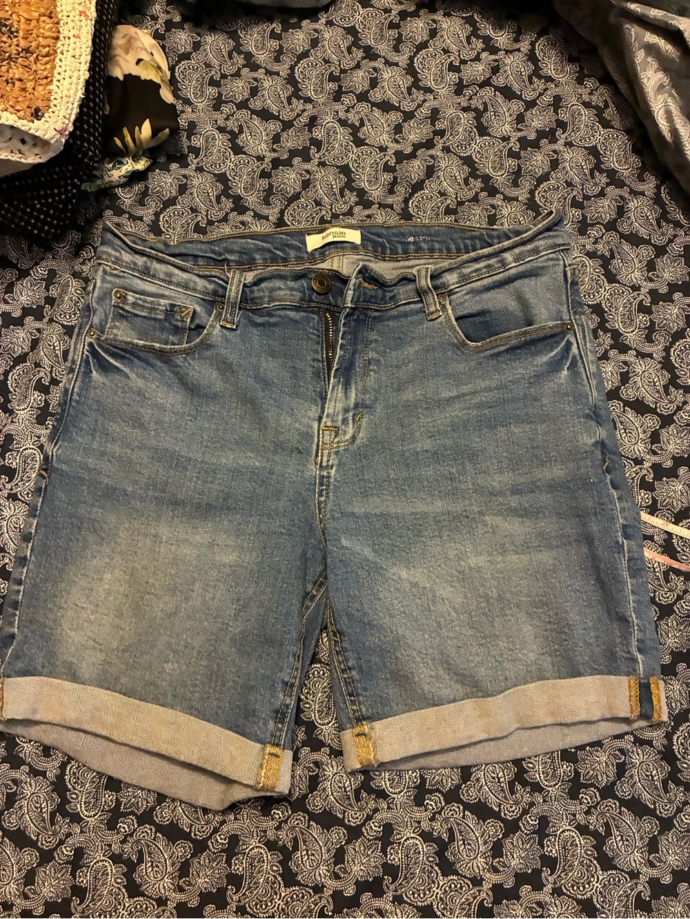 Kensie Medium Blue Rolled Cuff Denim Shorts
